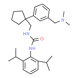 ChemSpider 2D Image | 1-(2,6-Diisopropylphenyl)-3-[(1-{3-[(dimethylamino)methyl]phenyl}cyclopentyl)methyl]urea | C28H41N3O