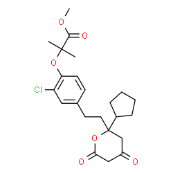 ChemSpider 2D Image | Methyl 2-{2-chloro-4-[2-(2-cyclopentyl-4,6-dioxotetrahydro-2H-pyran-2-yl)ethyl]phenoxy}-2-methylpropanoate | C23H29ClO6