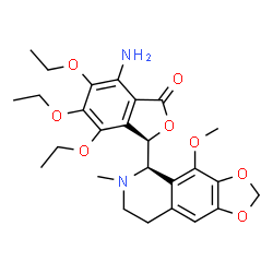 ChemSpider 2D Image | (3R)-7-Amino-4,5,6-triethoxy-3-[(5R)-4-methoxy-6-methyl-5,6,7,8-tetrahydro[1,3]dioxolo[4,5-g]isoquinolin-5-yl]-2-benzofuran-1(3H)-one | C26H32N2O8