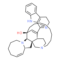 ChemSpider 2D Image | (1R,2R,4R,5Z,12R,13S,16Z)-25-(4,9-Dihydro-3H-beta-carbolin-1-yl)-11,22-diazapentacyclo[11.11.2.1~2,22~.0~2,12~.0~4,11~]heptacosa-5,16,25-trien-13-ol | C36H46N4O
