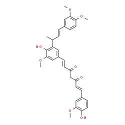 ChemSpider 2D Image | (1E,6E)-1-{3-[(3E)-4-(3,4-Dimethoxyphenyl)-3-buten-2-yl]-4-hydroxy-5-methoxyphenyl}-7-(4-hydroxy-3-methoxyphenyl)-1,6-heptadiene-3,5-dione | C33H34O8