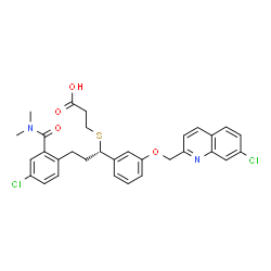 ChemSpider 2D Image | 3-{[(1S)-3-[4-Chloro-2-(dimethylcarbamoyl)phenyl]-1-{3-[(7-chloro-2-quinolinyl)methoxy]phenyl}propyl]sulfanyl}propanoic acid | C31H30Cl2N2O4S