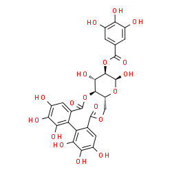ChemSpider 2D Image | (11aR,13S,14R,15S,15aS)-2,3,4,5,6,7,13,15-Octahydroxy-9,17-dioxo-9,11,11a,13,14,15,15a,17-octahydrodibenzo[g,i]pyrano[3,2-b][1,5]dioxacycloundecin-14-yl 3,4,5-trihydroxybenzoate | C27H22O18