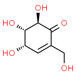 ChemSpider 2D Image | (4S,5S,6R)-4,5,6-Trihydroxy-2-(hydroxymethyl)-2-cyclohexen-1-one | C7H10O5
