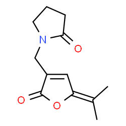 ChemSpider 2D Image | 1-[(5-Isopropylidene-2-oxo-2,5-dihydro-3-furanyl)methyl]-2-pyrrolidinone | C12H15NO3