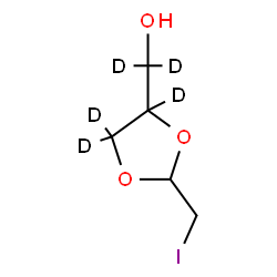 ChemSpider 2D Image | [2-(Iodomethyl)(4,5,5-~2~H_3_)-1,3-dioxolan-4-yl](~2~H_2_)methanol | C5H4D5IO3