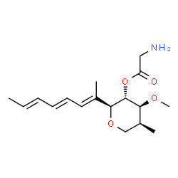 ChemSpider 2D Image | (1S)-1,5-Anhydro-4-deoxy-2-O-glycyl-4-methyl-3-O-methyl-1-[(2E,4E,6E)-2,4,6-octatrien-2-yl]-L-arabinitol | C17H27NO4