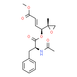 ChemSpider 2D Image | Methyl (2E)-4-O-(N-acetyl-L-phenylalanyl)-5,6-anhydro-2,3-dideoxy-5-methyl-L-threo-hex-2-enonate | C19H23NO6