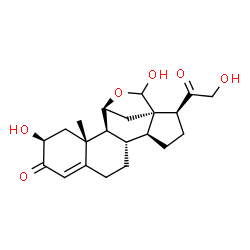 ChemSpider 2D Image | (2beta,11beta)-2,18,21-Trihydroxy-11,18-epoxypregn-4-ene-3,20-dione | C21H28O6