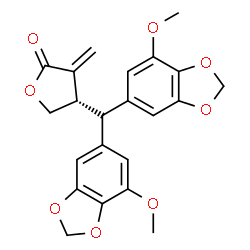ChemSpider 2D Image | (4S)-4-[Bis(7-methoxy-1,3-benzodioxol-5-yl)methyl]-3-methylenedihydro-2(3H)-furanone | C22H20O8