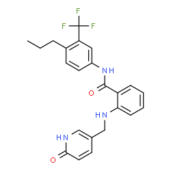 ChemSpider 2D Image | 2-{[(6-Oxo-1,6-dihydro-3-pyridinyl)methyl]amino}-N-[4-propyl-3-(trifluoromethyl)phenyl]benzamide | C23H22F3N3O2