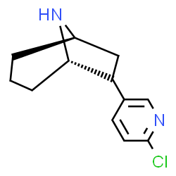 ChemSpider 2D Image | (1R,5S)-6-(6-Chloro-3-pyridinyl)-8-azabicyclo[3.2.1]octane | C12H15ClN2