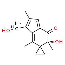 ChemSpider 2D Image | (6'R)-6'-Hydroxy-3'-[hydroxy(~14~C)methyl]-2',4',6'-trimethylspiro[cyclopropane-1,5'-inden]-7'(6'H)-one | C1414CH18O3
