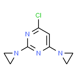 ChemSpider 2D Image | 2,4-Bis(1-aziridinyl)-6-chloropyrimidine | C8H9ClN4