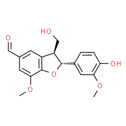 ChemSpider 2D Image | (2R,3S)-2,3-Dihydro-2-(4-hydroxy-3-methoxyphenyl)-3-(hydroxymethyl)-7-methoxy-5-benzofurancarboxaldehyde | C18H18O6