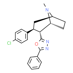 ChemSpider 2D Image | (1R,2R,3S,5S)-3-(4-Chlorophenyl)-8-methyl-2-(5-phenyl-1,3,4-oxadiazol-2-yl)-8-azabicyclo[3.2.1]octane | C22H22ClN3O