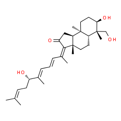ChemSpider 2D Image | (3Z,3aS,5aR,6S,7R,9aR,9bS)-7-Hydroxy-3-[(3E,5E,7S)-7-hydroxy-6,10-dimethyl-3,5,9-undecatrien-2-ylidene]-6-(hydroxymethyl)-3a,6,9a-trimethyldodecahydro-2H-cyclopenta[a]naphthalen-2-one | C30H46O4