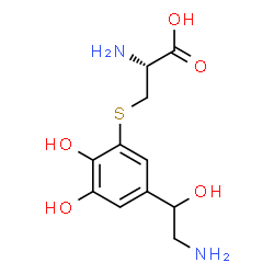 ChemSpider 2D Image | S-[5-(2-Amino-1-hydroxyethyl)-2,3-dihydroxyphenyl]-L-cysteine | C11H16N2O5S