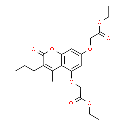 ChemSpider 2D Image | Diethyl 2,2'-[(4-methyl-2-oxo-3-propyl-2H-chromene-5,7-diyl)bis(oxy)]diacetate | C21H26O8