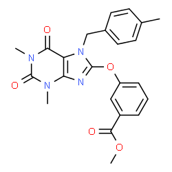 ChemSpider 2D Image | Methyl 3-{[1,3-dimethyl-7-(4-methylbenzyl)-2,6-dioxo-2,3,6,7-tetrahydro-1H-purin-8-yl]oxy}benzoate | C23H22N4O5