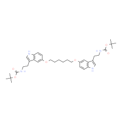 ChemSpider 2D Image | Bis(2-methyl-2-propanyl) [1,6-hexanediylbis(oxy-1H-indole-5,3-diyl-2,1-ethanediyl)]biscarbamate | C36H50N4O6