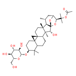 ChemSpider 2D Image | 2-[(1S,2R,3S,4R,9S,12R,14S,17R,18R,19R,21R,22S)-9-(beta-D-Glucopyranosyloxy)-2-hydroxy-3,8,8,17,19-pentamethyl-23,24-dioxaheptacyclo[19.2.1.0~1,18~.0~3,17~.0~4,14~.0~7,12~.0~12,14~]tetracos-22-yl]-2-p
ropanyl acetate | C38H60O11
