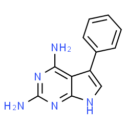 ChemSpider 2D Image | 5-Phenyl-7H-pyrrolo[2,3-d]pyrimidine-2,4-diamine | C12H11N5