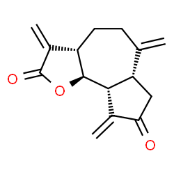 ChemSpider 2D Image | (3aS,6aR,9aR,9bS)-3,6,9-Tris(methylene)octahydroazuleno[4,5-b]furan-2,8(3H,4H)-dione | C15H16O3