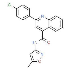 ChemSpider 2D Image | 2-(4-Chlorophenyl)-N-(5-methyl-1,2-oxazol-3-yl)-4-quinolinecarboxamide | C20H14ClN3O2