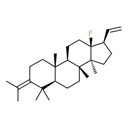ChemSpider 2D Image | (5alpha)-13-Fluoro-3-isopropylidene-4,4,8,14-tetramethyl-18-norpregn-20-ene | C27H43F