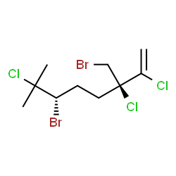 ChemSpider 2D Image | (3R,6S)-6-Bromo-3-(bromomethyl)-2,3,7-trichloro-7-methyl-1-octene | C10H15Br2Cl3