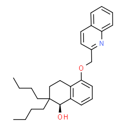 ChemSpider 2D Image | (1S)-2,2-Dibutyl-5-(2-quinolinylmethoxy)-1,2,3,4-tetrahydro-1-naphthalenol | C28H35NO2
