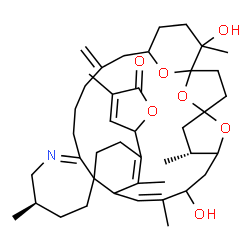 ChemSpider 2D Image | 5-[(6R,10Z,20R)-9,32-Dihydroxy-6,10,13,20,32-pentamethyl-27-methylene-33,34,35-trioxa-22-azahexacyclo[27.3.1.1~1,4~.1~4,7~.0~12,17~.0~17,23~]pentatriaconta-10,13,22-trien-14-yl]-3-methyl-2(5H)-furanon
e | C42H61NO7