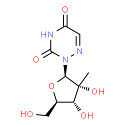 ChemSpider 2D Image | 2-(2-C-Methyl-beta-D-ribofuranosyl)-1,2,4-triazine-3,5(2H,4H)-dione | C9H13N3O6