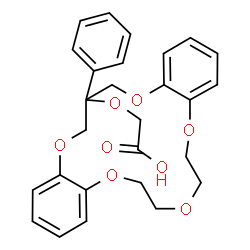 ChemSpider 2D Image | [(18-Phenyl-6,7,9,10,18,19-hexahydro-17H-dibenzo[b,k][1,4,7,10,13]pentaoxacyclohexadecin-18-yl)oxy]acetic acid | C27H28O8