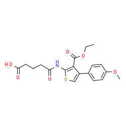 ChemSpider 2D Image | 5-{[3-(Ethoxycarbonyl)-4-(4-methoxyphenyl)-2-thienyl]amino}-5-oxopentanoic acid | C19H21NO6S