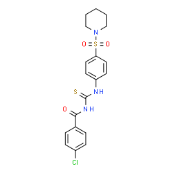 ChemSpider 2D Image | 4-Chloro-N-{[4-(1-piperidinylsulfonyl)phenyl]carbamothioyl}benzamide | C19H20ClN3O3S2