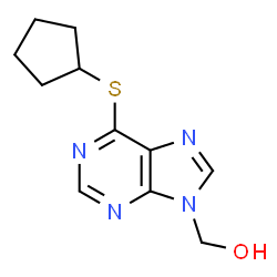 ChemSpider 2D Image | [6-(Cyclopentylsulfanyl)-9H-purin-9-yl]methanol | C11H14N4OS