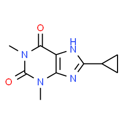ChemSpider 2D Image | 8-Cyclopropyl-1,3-dimethyl-3,7-dihydro-1H-purine-2,6-dione | C10H12N4O2