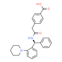 ChemSpider 2D Image | 4-[2-Oxo-2-({(S)-phenyl[2-(1-piperidinyl)phenyl]methyl}amino)ethyl]benzoic acid | C27H28N2O3