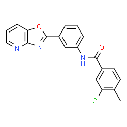 ChemSpider 2D Image | 3-chloro-4-methyl-N-(3-{[1,3]oxazolo[4,5-b]pyridin-2-yl}phenyl)benzamide | C20H14ClN3O2