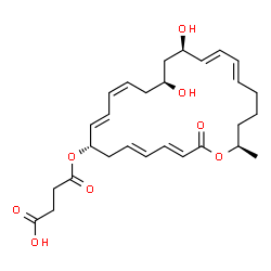 ChemSpider 2D Image | 4-{[(3E,5E,8S,9E,11Z,14S,16R,17E,19E,24R)-14,16-Dihydroxy-24-methyl-2-oxooxacyclotetracosa-3,5,9,11,17,19-hexaen-8-yl]oxy}-4-oxobutanoic acid | C28H38O8