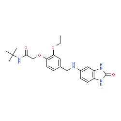 ChemSpider 2D Image | 2-(2-Ethoxy-4-{[(2-oxo-2,3-dihydro-1H-benzimidazol-5-yl)amino]methyl}phenoxy)-N-(2-methyl-2-propanyl)acetamide | C22H28N4O4