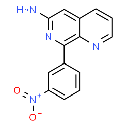 ChemSpider 2D Image | 8-(3-Nitrophenyl)-1,7-naphthyridin-6-amine | C14H10N4O2