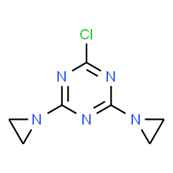 ChemSpider 2D Image | 2,4-Bis(1-aziridinyl)-6-chloro-1,3,5-triazine | C7H8ClN5