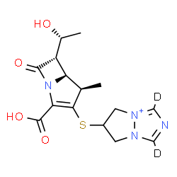 ChemSpider 2D Image | 6-({(4R,5S,6S)-2-Carboxy-6-[(1R)-1-hydroxyethyl]-4-methyl-7-oxo-1-azabicyclo[3.2.0]hept-2-en-3-yl}sulfanyl)(1,3-~2~H_2_)-6,7-dihydro-5H-pyrazolo[1,2-a][1,2,4]triazol-4-ium | C15H17D2N4O4S