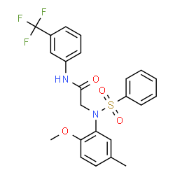 ChemSpider 2D Image | N~2~-(2-Methoxy-5-methylphenyl)-N~2~-(phenylsulfonyl)-N-[3-(trifluoromethyl)phenyl]glycinamide | C23H21F3N2O4S