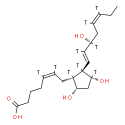 ChemSpider 2D Image | (5Z,8beta,9alpha,11beta,13Z,15R,17Z)-9,11,15-Trihydroxy(5,6,8,11,12,14,15,17,18-~3~H_9_)prosta-5,13,17-trien-1-oic acid | C20H23T9O5