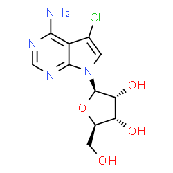 ChemSpider 2D Image | 5-Chloro-7-(beta-D-ribofuranosyl)-7H-pyrrolo[2,3-d]pyrimidin-4-amine | C11H13ClN4O4