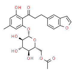 ChemSpider 2D Image | 2-[3-(1-Benzofuran-5-yl)propanoyl]-3-hydroxy-5-methylphenyl 6-O-acetyl-beta-D-glucopyranoside | C26H28O10